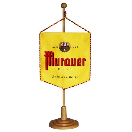 Tishwimpel in gelb mit dem murauer bier logo