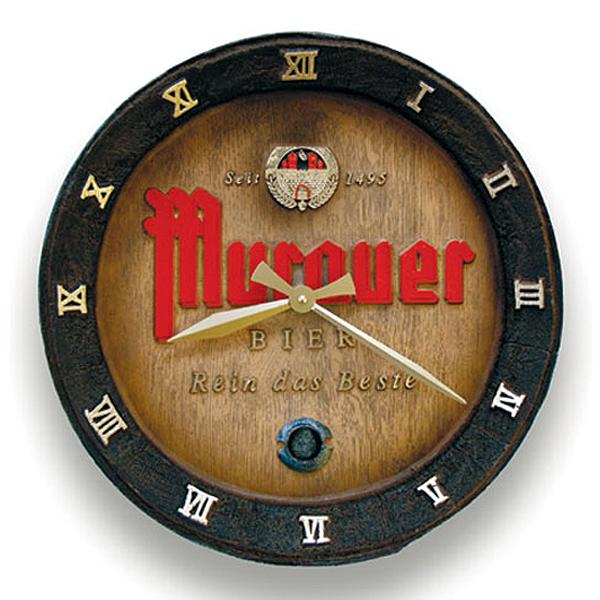 Murauer Bier Fassbodenwanduhr