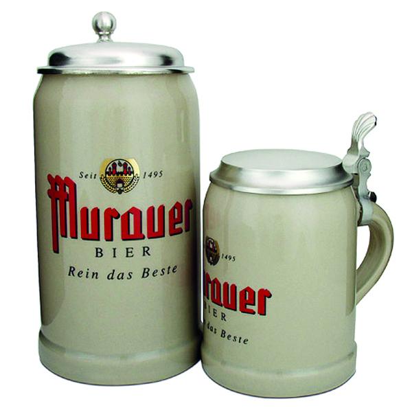 Murauer Bier Krug mit Deckel in der Größe 0,5 und 1 Liter