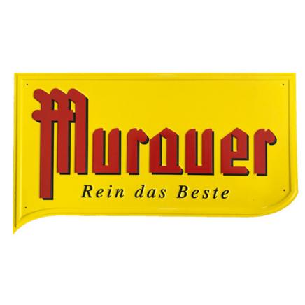 Murauer Bier Prägeschild in rot/gelb