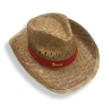 Strohhut mit roter Panderole