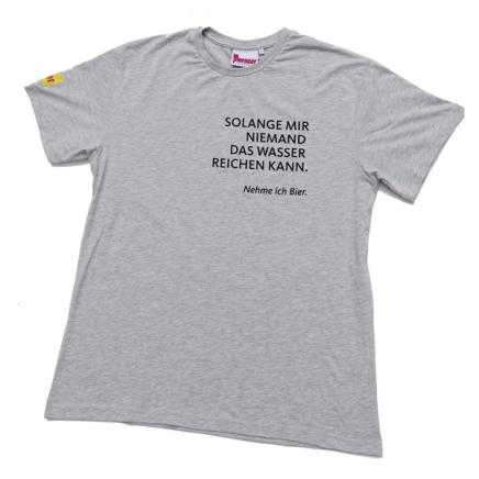 Shirt in Grau mit Spruch: Solange mir niemand das Wasser reichen kann, nehme ich Bier